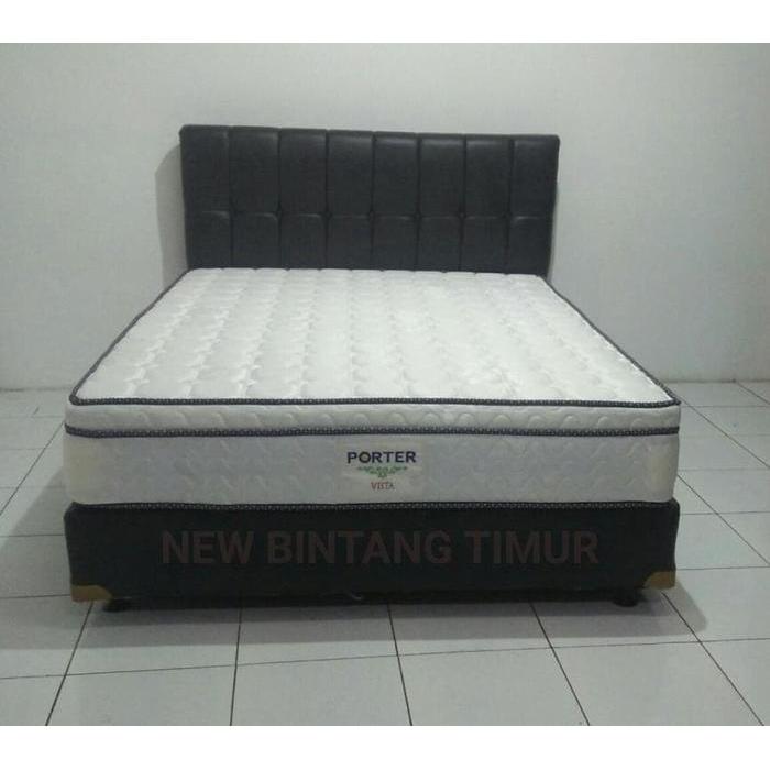 Spring Bed Porter Vista Plush Top 160 x 200 HB Domino Full Set