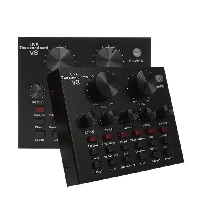 SoundCard V8 Audio untuk HP PC Mac Live Broadcast Karaoke Audio Mixer