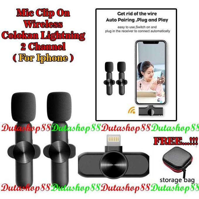 Microphone Wireless Mic USB Type-C & Lightning For Hp Android & Iphone