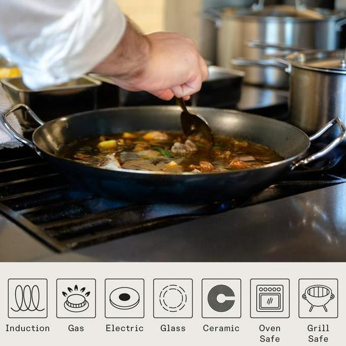 Paella Pan Non Stick Frypan Black Steel Wajan Baja Wajan Penggorengan - PANMASTER