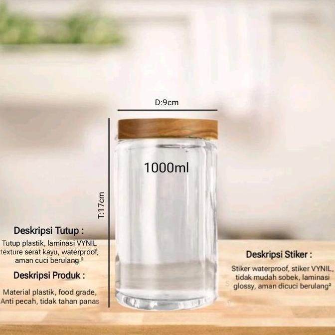 MINIMALIS DESIGN Toples TABUNG Toples plastik kayu toples bumbu toples estetik GRATIS STIKER WATERPR