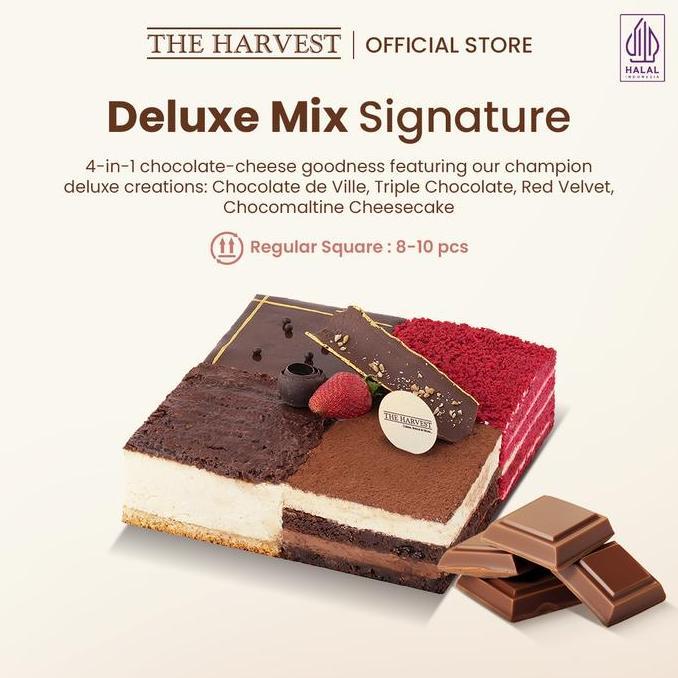 Deluxe Mix Signature Regular Square | Kue Ulang Tahun Rasa Dengan Pilihan 4 Rasa Coklat Dan Keju Pre
