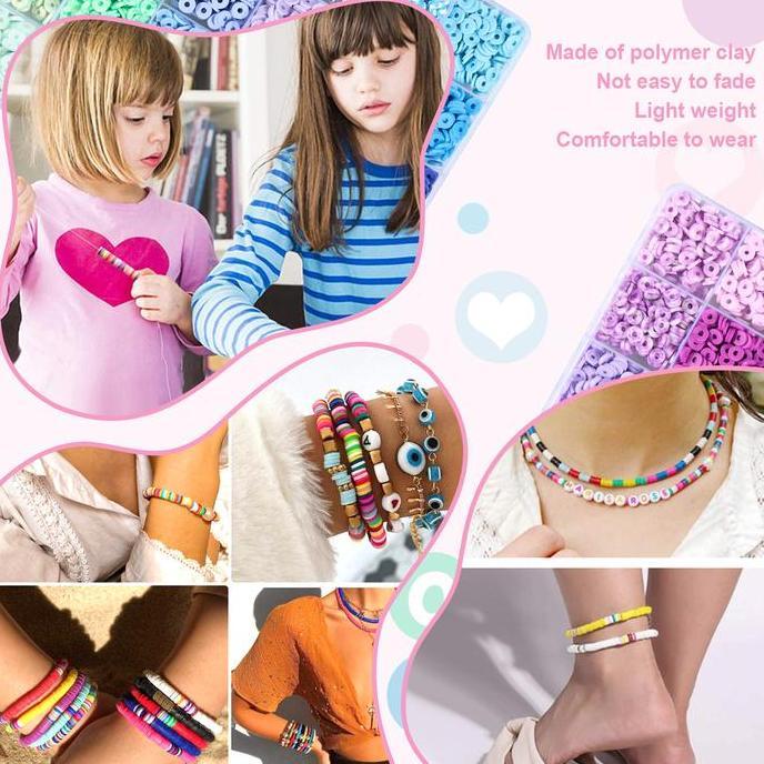 Clay Beads Bracelet Making Kit Flat Beads Boho Jewelry Making Acce Polymer Clay Chips Bead for DIY E
