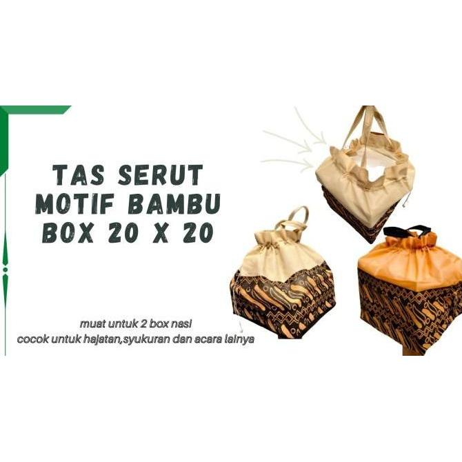 tas serut motif bambu box nasi/snack 20x20 tas hajatan/syukuran