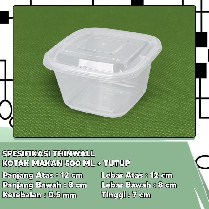 Kotak Makan Plastik / Thinwall / Food Container Persegi 500ML