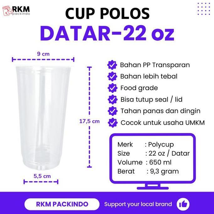 MURAH BANGET Cup Gelas Polos 22oz Datar PP POLYCUP