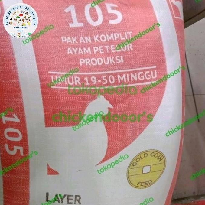 PAKAN AYAM KOMPLIT PETELUR PUR AYAM TELUR TELOR 50KG 105 GOLD COIN