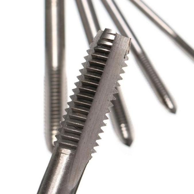 BRAVECOU 7psc Hand Tap Set M3-M12 Tap Tangan Metrik Mata Bor Tap Die Set Alat Tap Set Senai