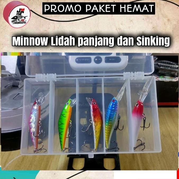 Lure minnow lidah panjang + Sinking Free Box