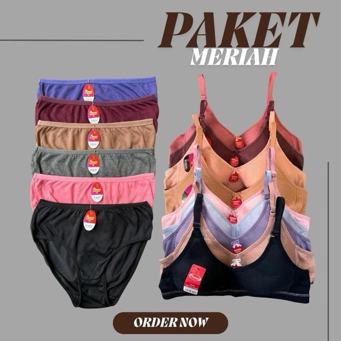 Paket Bundling Celana Dalam Wanita Dan Sport Bra Winalin/Nazwa Palet 3/6 Setel Dalaman Wanita Peremp