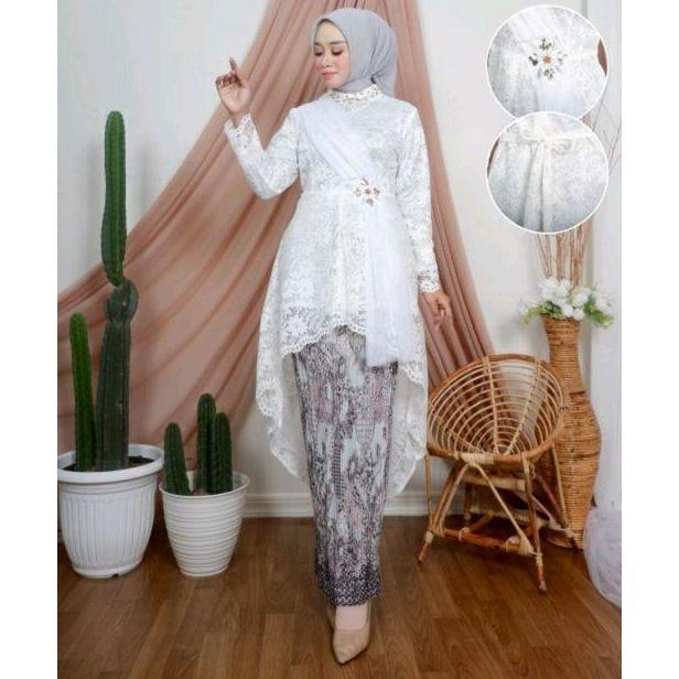 Setelan Kebaya Brokat Lesti Selendang - Kebaya Payet Cantik