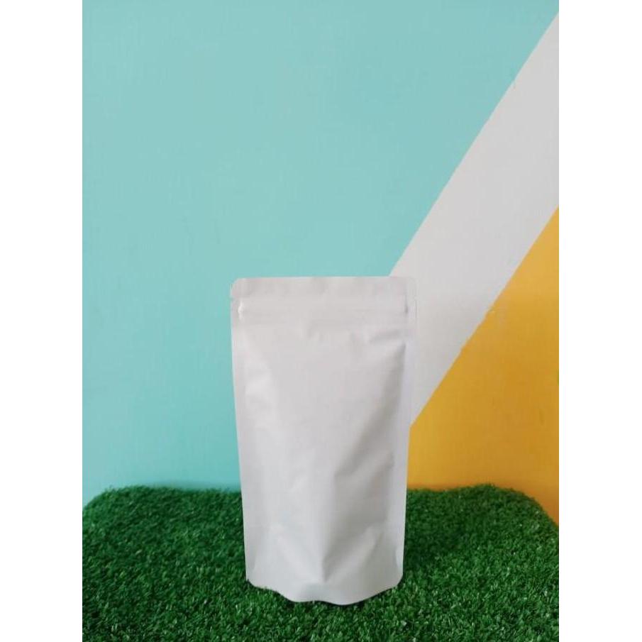 Plastik standing pouch full aluminium foil 10 x 17/10x17 klip berdiri