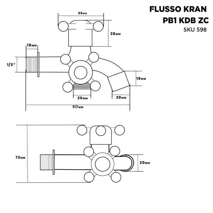 Kran Cabang 2 Double Shower Kamar Mandi Flusso Stainless Baling 598 Flusso