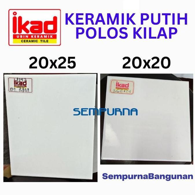 Keramik ubin dinding tembok KW1 putih polos kilap 20x25 20x20 White IKAD SC6101 glossy wall tile