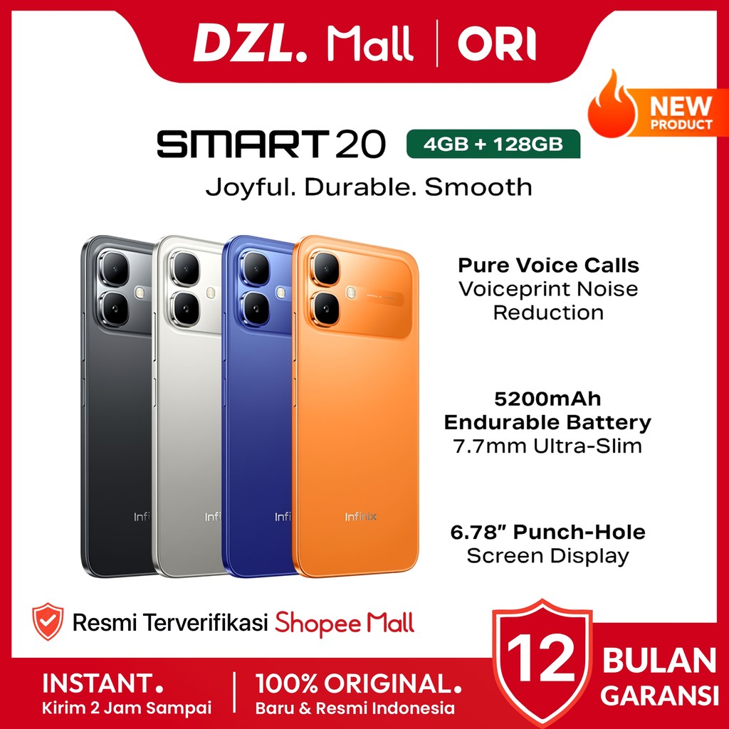 DZL - HP INFINIX Smart 20 4/128 4/64 GB 5200 mAh Original Resmi Official Store Ori Penerus Smart 10