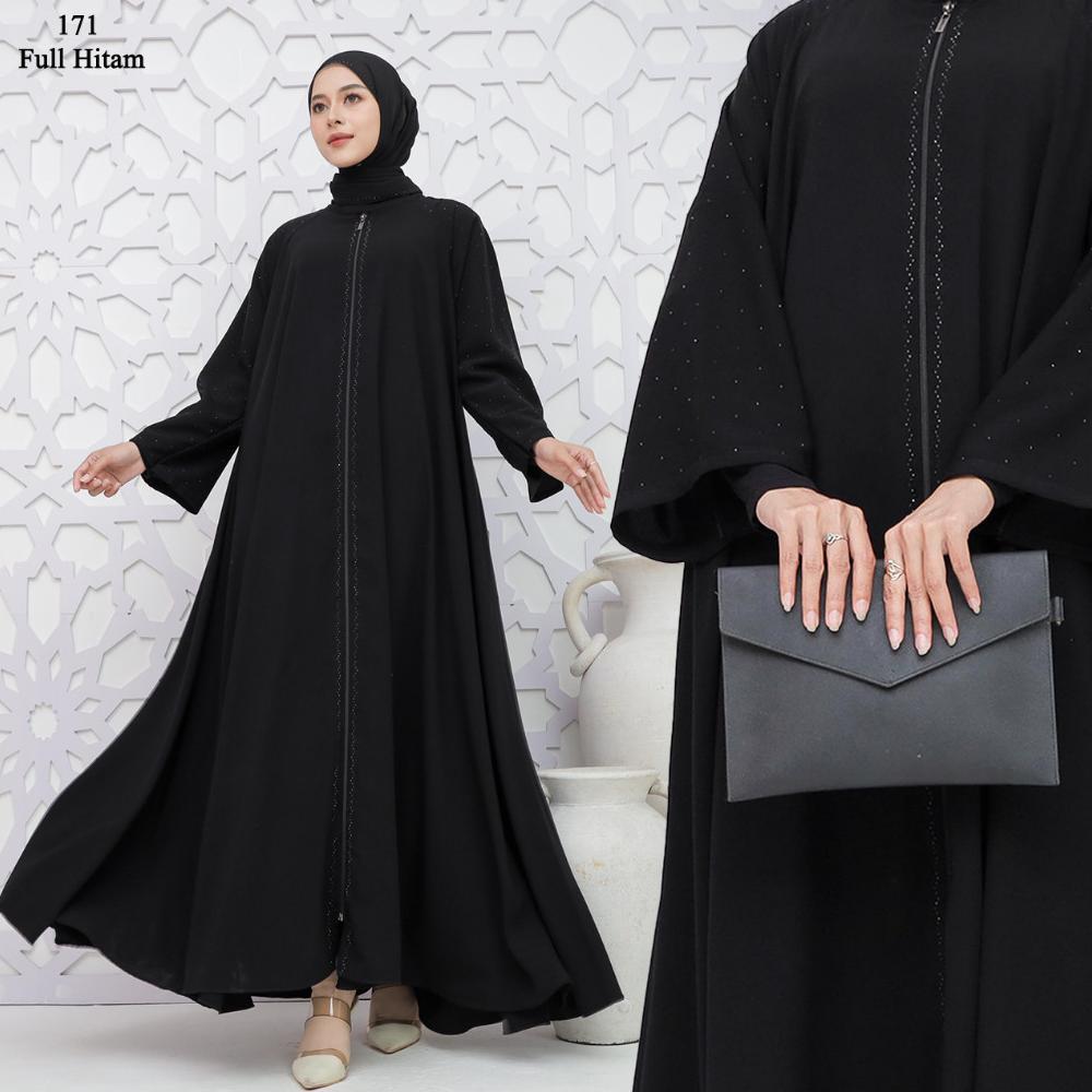Paket Hemat Abaya Jetblack Hitam Pekat Jetblack Premium Full Sleting Gamis Outer Syari Muslimah Rema