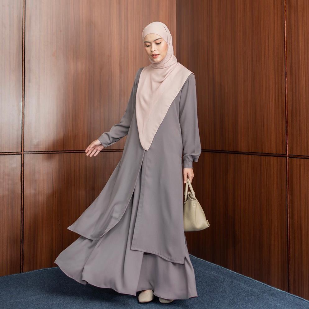 Official Azmiza-Hanum Tunik-(Tunik Only)-(Atasan Lengan Panjang Daily Umroh Haji Bahan Sahara Platin