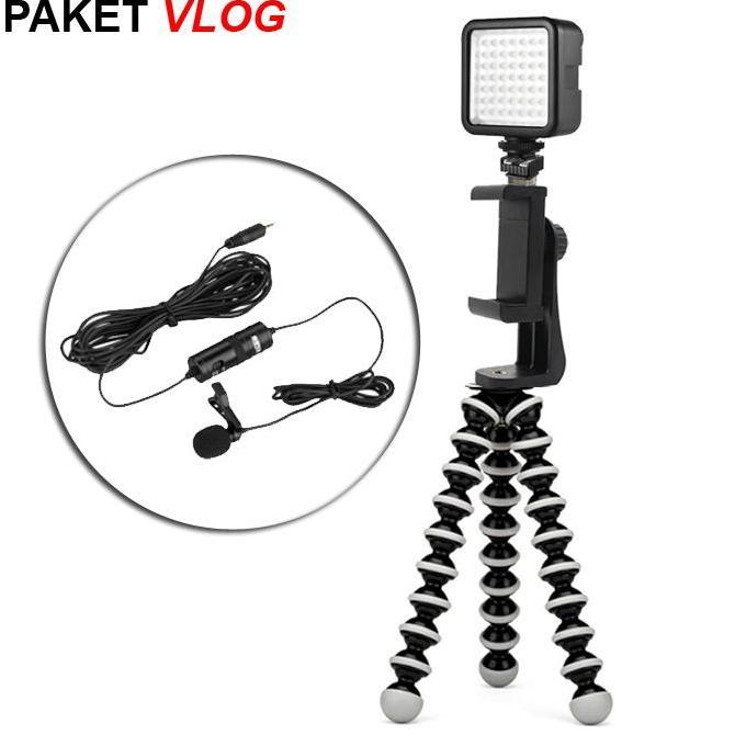 Paket Vlog Gorilla Pod LARGE Lengkap LED Video Dan Boya M1