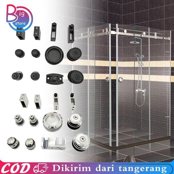 FREYAUR Aksesoris Pintu Kamar Mandi Sliding 304 Stainless Steel Pintu Shower Kaca Aksesoris Shower B