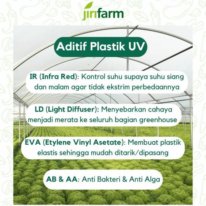 Okwemereza- Jirifarm - Plastik Uv Green House Tebal 200 Micron 14% Lebar 6 Meter Eceran Per Meter