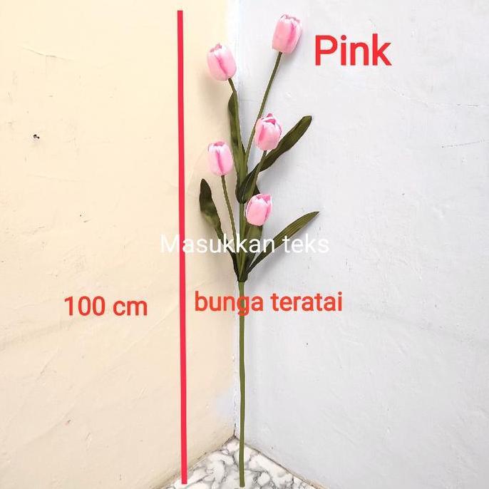 Okushonga- Bunga Tulip Sudut Panjang Tinggi Dekorasi Artificial Plastik Hiasan