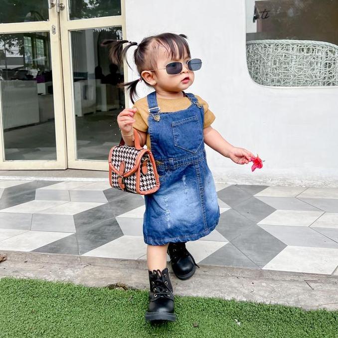 Ebijwaro- 6Bln-4Th Overall Rok Jeans Anak / Baju Kodok Anak Bayi Lengan Perempuan