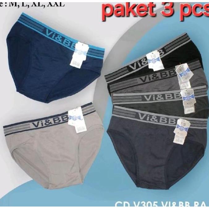 Veshje- Cod Banting Harga Celana Dalam Segitiga Cowok Keren Vi&Bb Bahan Katun Rajut Satu Kotak 3 Pcs