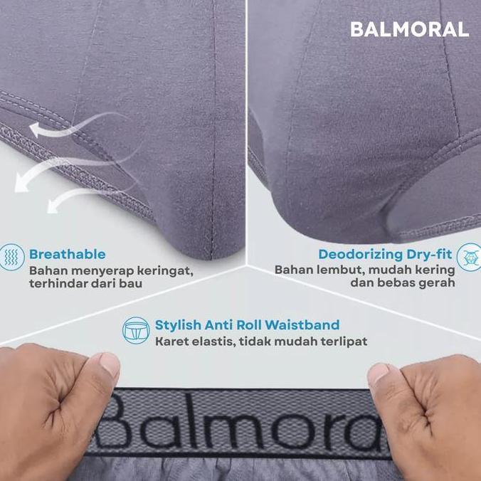 Veshje- [Free Parfum] Balmoral Daily Celana Dalam Pria Brief 3 Pcs Cotton Blend Cd.A.032