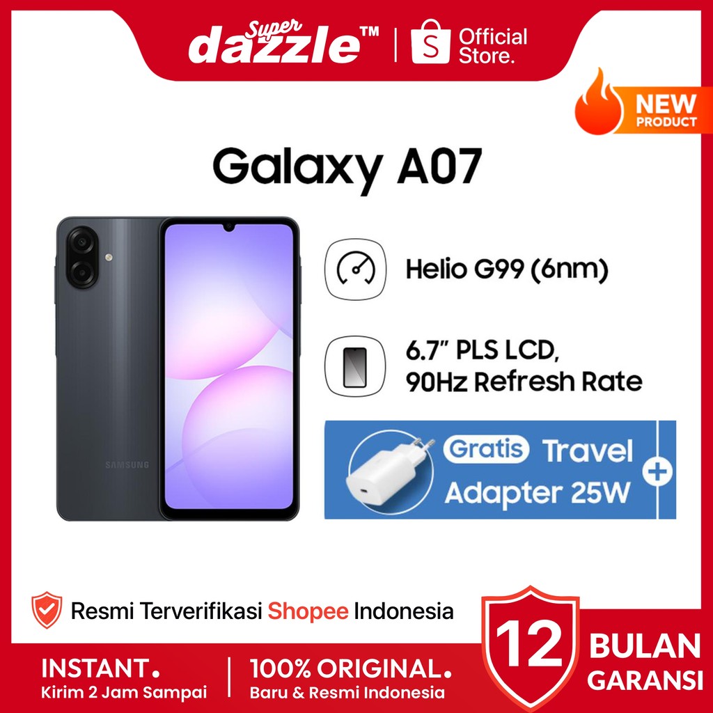 HP SAMSUNG Galaxy A07 4G 8/256 6/128 4/128 4/64 GB Original Resmi Official Store Handphone Ori