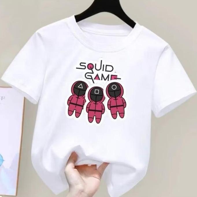 Promo Baju Oblong Anak Unisex Motif Squid Game Untuk Usia 2-12 Tahun Cowok Perempuan Cewek Cod