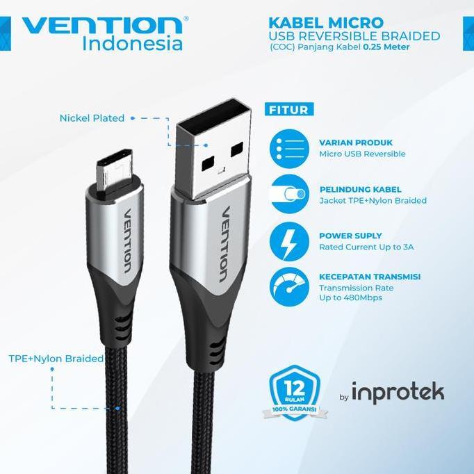Vention Kabel Micro USB Reversible Braided