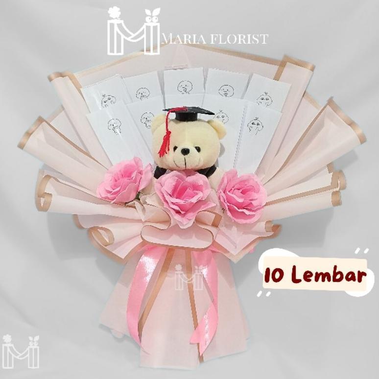 JAKARTA INSTAN - Buket Uang 10 Lembar Boneka Wisuda - Buket Bunga Uang Bear Wisuda - Buket Uang Koso