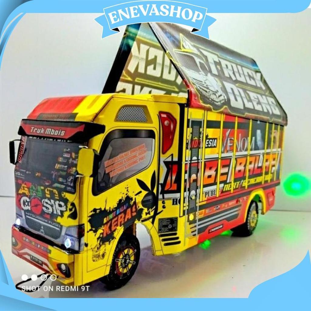 Truk Oleng Miniatur Triplek LED Aman Anak ZH TERBARU
