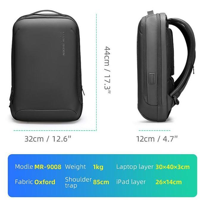 Xfour- Tas Mark Ryden Mr9008 Sj Bag Ransel Slim Laptop 17 Usb Mr9008Sj