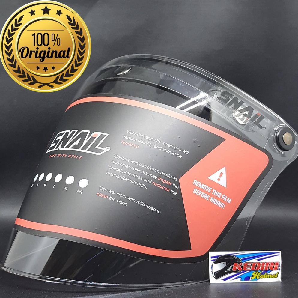 Visor SNAIL F19A Original ori kaca helm retro datar iridium flat warna red blue clear hitam silver