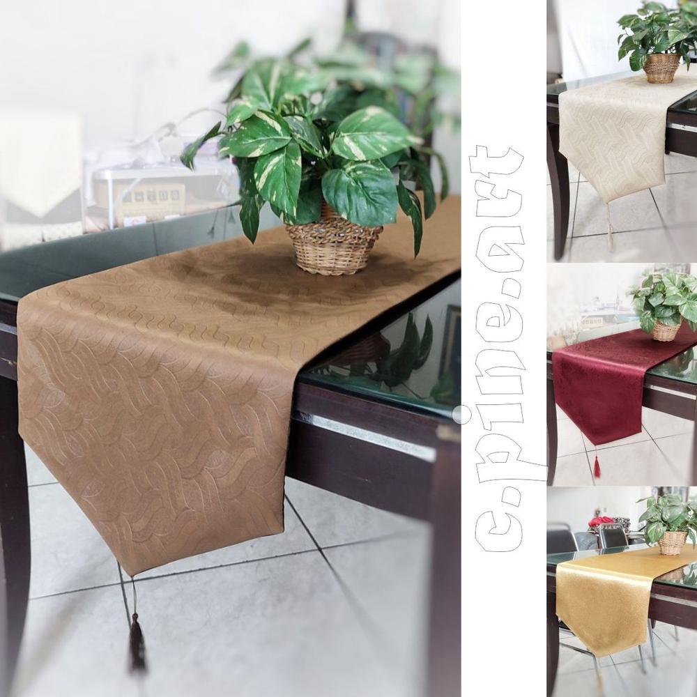 Taplak meja makan 6 kursi / 8 kursi / table runner 6 -8 kursi bahan kain polos emboss / taplak meja 