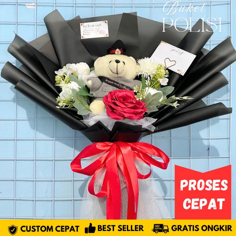 Buket Bunga Polisi Akpol Inauguration POLRI Bayangkara BRIMOB Kado Boneka Profesi Pelantikan Kenaika