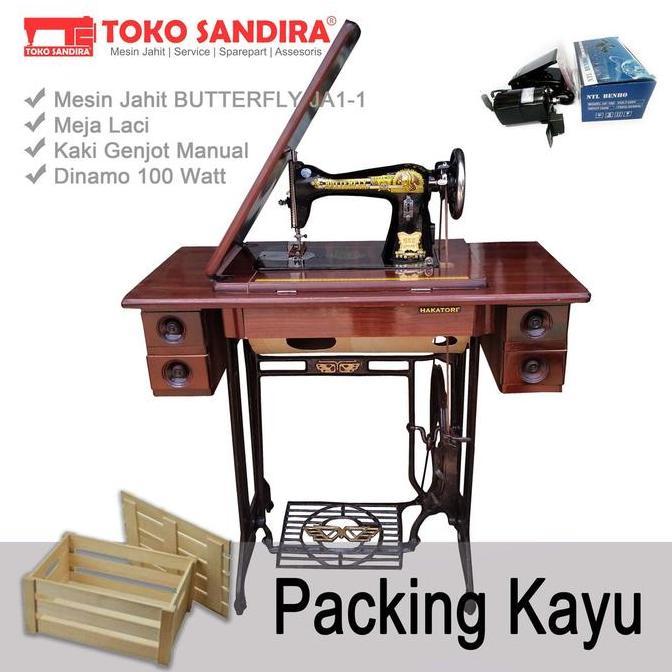 Mesin Jahit Butterfly JA-1/mesin jahit tradisional/mesin jahit manual FULL SET + DINAMO ( BARU )