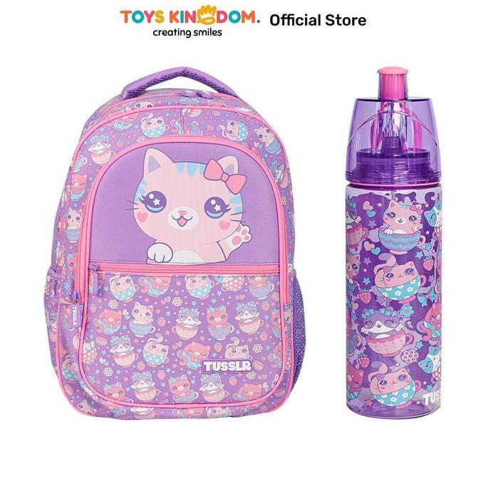 Toys Kingdom Tusslr Set Tas Ransel & Botol Minum Cat Versi 1 - Ungu School Stuff Student Tas Ransel 