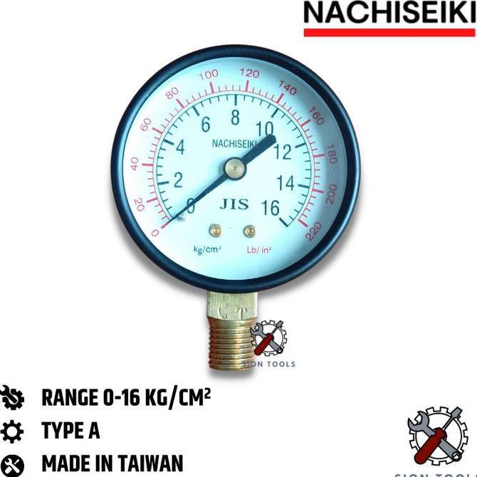 NACHISEIKI PRESSURE GAUGE 16 BAR / MANOMETER / PENGUKUR TEKANAN UDARA