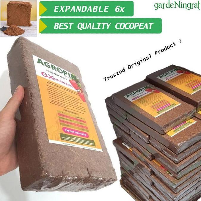 CocoPeat Premium Low EC AGROPIN, Coco Peat BLOCK 1 kg Super Expandable