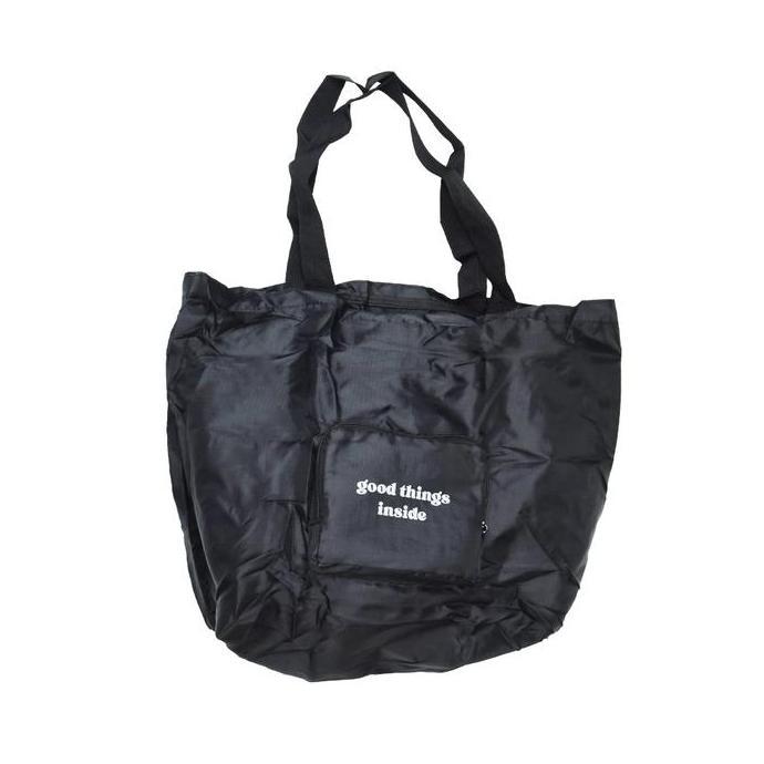 Ataru Tas Belanja Lipat Dengan Zipper - Hitam