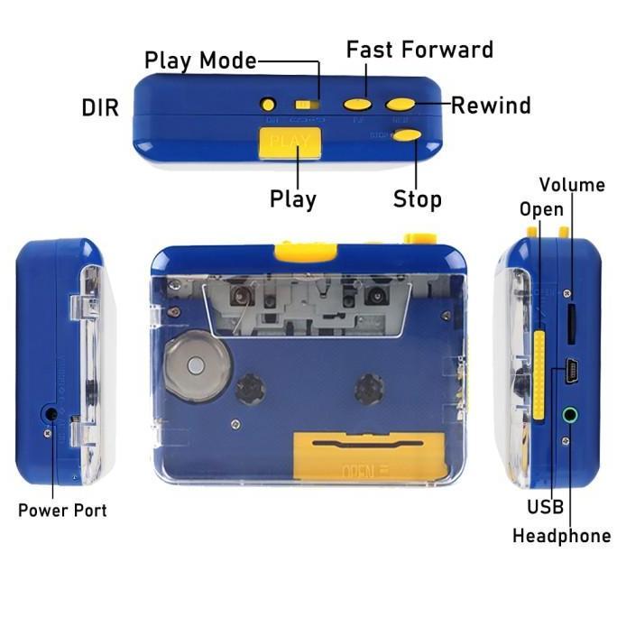 walkman stereo cassette portable tape player kaset pita - transparan