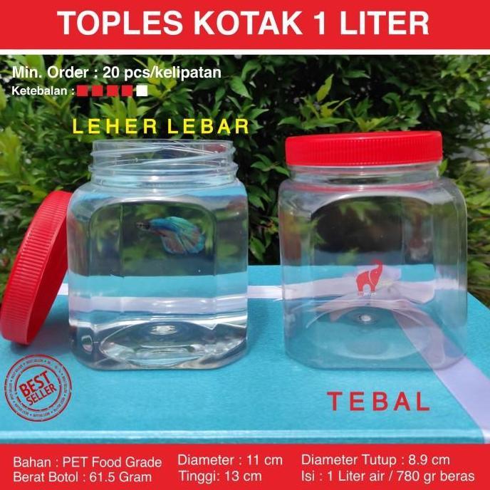 Toples Plastik Kotak Ikan Cupang 1 Liter Tebal