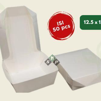 (50 Pcs) Ivory Lunch Box S / Paper Lunch Box Tebal Putih Uk S / Paper Lunch Box Ivory Laminasi / Ivo