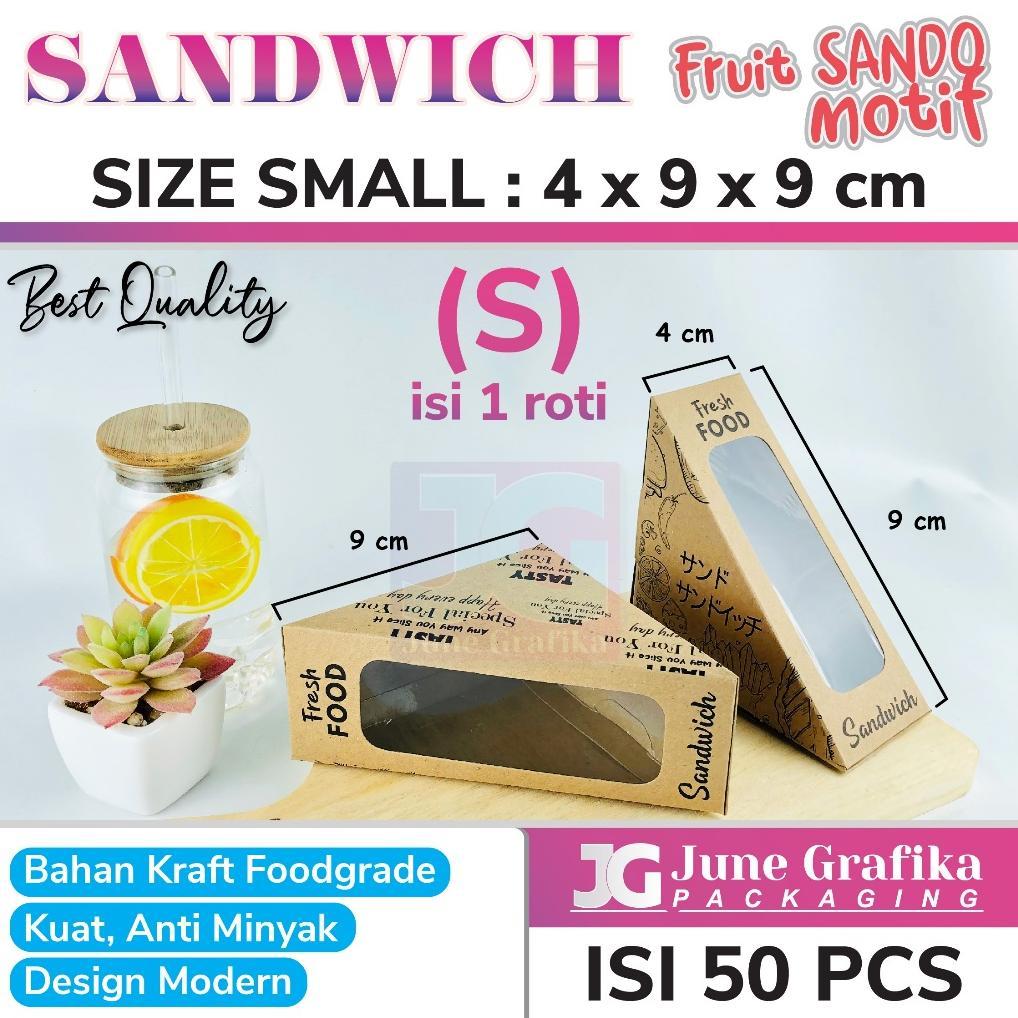 Kemasan Fruit Sando/ Box Sandwich / Packaging Kraft Sandwich / Kotak Roti Kraft - Size S Mika Sandwi