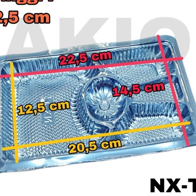 Mika Plastik Kotak Panjang Wadah Nasi Sekat 5 Nx-T 100 Pcs Glx Telur Tray Katering Ultah Box Dus Mak