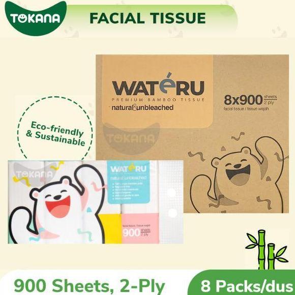 Clxs- Wateru - Premium Bamboo Facial Tissue (900 Sheets, 2-Ply)