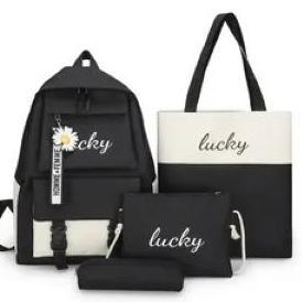 Tas Ransel Set Wanita Sekolah Multifungsi 4 IN 1 Backpack Set Isi 4 pc HS