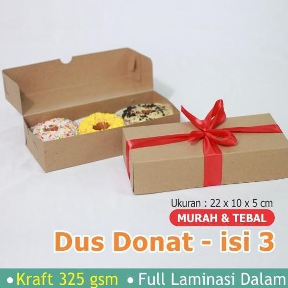Dus Coklat Donat Isi 3 / Box Donat / Dus Brownies M /Dus Roti/22x10x5